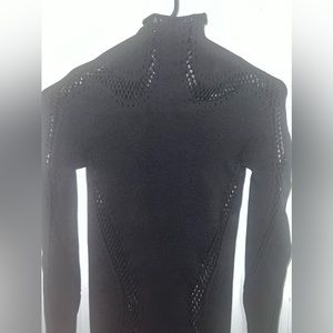 Mugler long sleeve open knit dress.